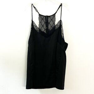 gibson / lace satin cami top black. L